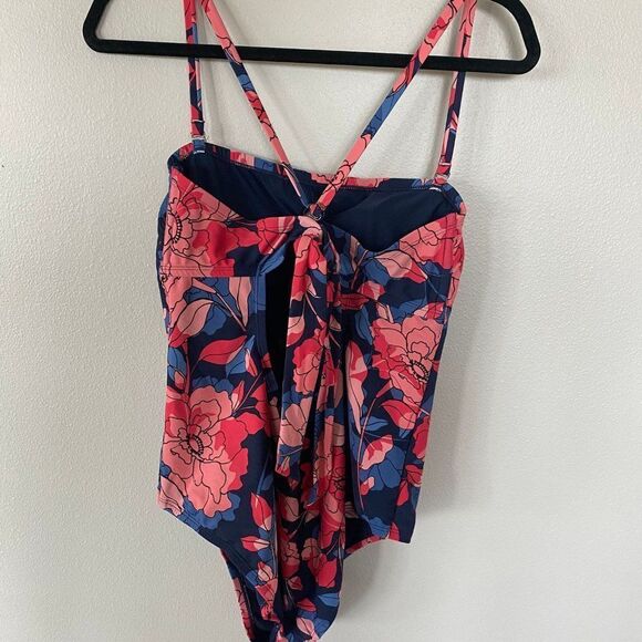 Kona Sol One Piece Floral Bandeau Swimsuit, Size XL - Picture 3 of 7